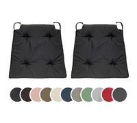 sleepling 196501 Lot de 2 Coussins de Chaise | Coussin de siège | pour intérieur et extérieur | 100% Microfibre | Made in EU | Tailles: 42 (Devant) 35 (derrière) x 40 x 5 cm, Noir