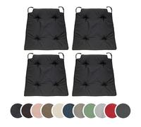sleepling 196503 Lot de 4 Coussins de Chaise | Coussin de siège | pour intérieur et extérieur | 100% Microfibre | Made in EU | Tailles: 42 (Devant) 35 (derrière) x 40 x 5 cm, Noir