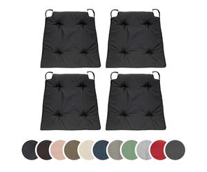 sleepling 196503 Lot de 4 Coussins de Chaise | Coussin de siège | pour intérieur et extérieur | 100% Microfibre | Made in EU | Tailles: 42 (Devant) 35 (derrière) x 40 x 5 cm, Noir
