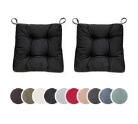 sleepling 196505 Lot de 2 Coussins de Chaise | Coussin de siège | pour intérieur et extérieur | 100% Coton | Made in EU | Tailles: 40 (Devant) 35 (derrière) x 38 x 7 cm, Noir