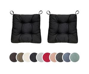 sleepling 196505 Lot de 2 Coussins de Chaise | Coussin de siège | pour intérieur et extérieur | 100% Coton | Made in EU | Tailles: 40 (Devant) 35 (derrière) x 38 x 7 cm, Noir