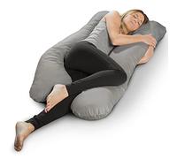 sleepling 196767 Oreiller de Corps | Coussin de Grossesse | Oreiller de Couchage latéral | 100% Polyester | Lavable à 60 degrés | Ökotex 100 | Fabriqué en UE | 140 x 75 x 20 cm, Gris