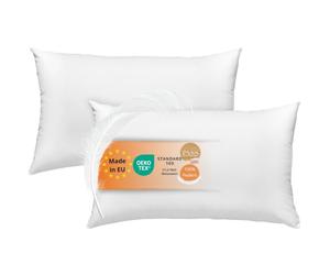 sleepling 197136 Lot de 2 oreillers en Plumes | 100% Coton | Coussins pour canapé | Lavable à 60 °C | Certifié Ökotex 100 et Downpass | Fabriqué en UE | 30 x 50 cm, Blanc