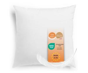 sleepling 197139 Oreiller en Plumes | 100% Coton | Coussin pour canapé | Lavable à 60 °C | Certifié Ökotex 100 et Downpass | Fabriqué en UE | 80 x 80 cm, Blanc