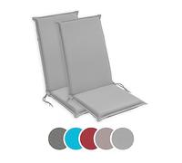 sleepling 197231 lot de 2 coussins d'extérieur pour fauteuil à dossier | Chaise de jardin | Chaise de terrasse | Fabriqué en UE | Bande de réglage | Housse amovible et lavable, 120 x 50 x 6 cm, argent