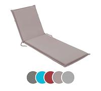 sleepling 197233 Coussin d'extérieur pour chaises Longues | Chaise de Jardin | Bain de Soleil | Fabriqué en UE | Bande de réglage | Housse Amovible et Lavable, 190 x 58 x 6 cm, Taupe