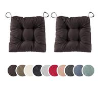 sleepling 197409 Lot de 2 Coussins de Chaise | Coussin de siège | pour intérieur et extérieur | 100% Coton | Made in EU | Tailles: 40 (Devant) 35 (derrière) x 38 x 7 cm, Marron