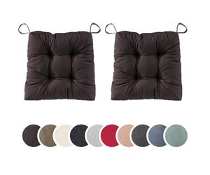 sleepling 197409 Lot de 2 Coussins de Chaise | Coussin de siège | pour intérieur et extérieur | 100% Coton | Made in EU | Tailles: 40 (Devant) 35 (derrière) x 38 x 7 cm, Marron