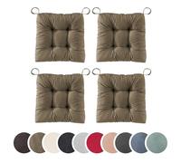 sleepling 197411 Lot de 4 Coussins de Chaise | Coussin de siège | pour intérieur et extérieur | 100% Coton | Made in EU | Tailles: 40 (Devant) 35 (derrière) x 38 x 7 cm, Taupe