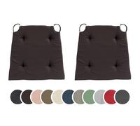 sleepling 197570 Lot de 2 Coussins de Chaise | Coussin de siège | pour intérieur et extérieur | 100% Coton | Made in EU | Tailles: 42 (Devant) 35 (derrière) x 40 x 5 cm, Marron