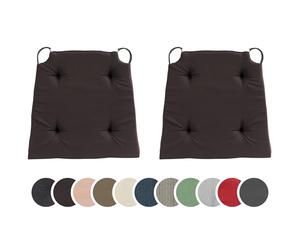 sleepling 197570 Lot de 2 Coussins de Chaise | Coussin de siège | pour intérieur et extérieur | 100% Coton | Made in EU | Tailles: 42 (Devant) 35 (derrière) x 40 x 5 cm, Marron