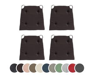 sleepling 197573 Lot de 4 Coussins de Chaise | Coussin de siège | pour intérieur et extérieur | 100% Coton | Made in EU | Tailles: 42 (Devant) 35 (derrière) x 40 x 5 cm, Marron