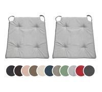 sleepling Basic10 lot de 2 coussins de chaise 42/35 x 40 x 5 cm coton mousse confort Argent intérieur/extérieur lavables 30 °C
