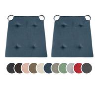 sleepling 194581 Lot de 2 Coussins de Chaise | Coussin de siège | pour intérieur et extérieur | 100% Coton | Made in EU | Tailles: 42 (Devant) 35 (derrière) x 40 x 5 cm, Bleu foncé