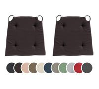 sleepling 197570 Lot de 2 Coussins de Chaise | Coussin de siège | pour intérieur et extérieur | 100% Coton | Made in EU | Tailles: 42 (Devant) 35 (derrière) x 40 x 5 cm, Marron