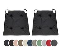 sleepling Basic10 lot de 2 coussins de chaise 42/35 x 40 x 5 cm mousse confort coton Noir intérieur/extérieur lavables 30 °C