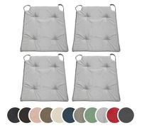 sleepling 196502 Lot de 4 Coussins de Chaise | Coussin de siège | pour intérieur et extérieur | 100% Microfibre | Made in EU | Tailles: 42 (Devant) 35 (derrière) x 40 x 5 cm, Gris Clair