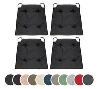 sleepling 196503 Lot de 4 Coussins de Chaise | Coussin de siège | pour intérieur et extérieur | 100% Microfibre | Made in EU | Tailles: 42 (Devant) 35 (derrière) x 40 x 5 cm, Noir