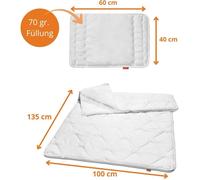 sleepling Ensemble lit enfant couette 4 saisons 100x135cm oreiller 40x60cm Made in EU OEKO-TEX lavable 60°C