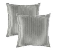 sleepling - Lot de 2 coussins de canapé en velours côtelé, 40 x 40 cm, coussin décoratif, oreiller, gris pierre