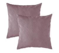 sleepling - Lot de 2 coussins de canapé en velours côtelé, 40 x 40 cm, coussin décoratif, oreiller, rose