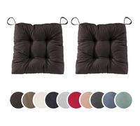 sleepling 197409 Lot de 2 Coussins de Chaise | Coussin de siège | pour intérieur et extérieur | 100% Coton | Made in EU | Tailles: 40 (Devant) 35 (derrière) x 38 x 7 cm, Marron