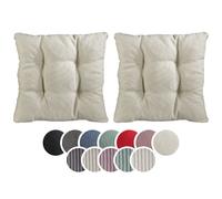 sleepling - Lot de 2 coussins de chaise, coussin d'assise, tissu d'ameublement doux, 38 x 38 cm, 7 cm, beige