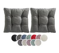 sleepling - Lot de 2 coussins de chaise, coussin d'assise, tissu d'ameublement doux, 38 x 38 cm, 7 cm, gris clair