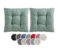 sleepling - Lot de 2 coussins de chaise, coussin d'assise, tissu d'ameublement doux, 38 x 38 cm, 7 cm, turquoise