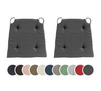 sleepling - Lot de 2 coussins de chaise, pour l'intérieur et l'extérieur, 100% microfibre, 42 x 40 cm, gris foncé