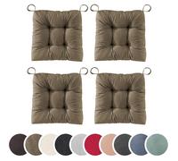 sleepling 197411 Lot de 4 Coussins de Chaise | Coussin de siège | pour intérieur et extérieur | 100% Coton | Made in EU | Tailles: 40 (Devant) 35 (derrière) x 38 x 7 cm, Taupe