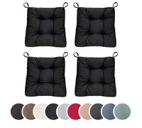 sleepling 196507 Lot de 4 Coussins de Chaise | Coussin de siège | pour intérieur et extérieur | 100% Coton | Made in EU | Tailles: 40 (Devant) 35 (derrière) x 38 x 7 cm, Noir