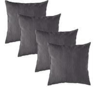 sleepling Lot de 4 coussins de canapé, en velours côtelé, gris foncé, 40 x 40 cm, avec rembourrage et housse, décoratifs, en tissu rembourré robuste, décoratif, coussin de canapé, 40 x 40 cm, fabriqué