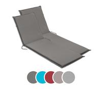 sleepling - Set de 2 chaises longues de jardin, Coussin pour chaise longue, 190 x 58 cm, 6 cm d'épaisseur, gris