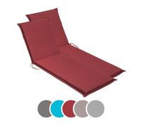 sleepling - Set de 2 chaises longues de jardin, rembourrage pour chaise longue, 190 x 58 cm, 6 cm d'épaisseur, rouge