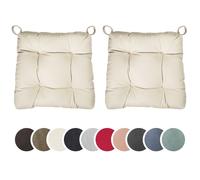 sleepling - Set de 2 coussins de chaise, coussin d'assise, pour l'intérieur et l'extérieur, 40 x 38 cm, beige