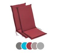 sleepling - Set de 2 coussins pour chaise de jardin, 120 x 50 cm, 6 cm d'épaisseur, rouge