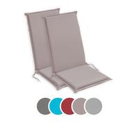 sleepling - Set de 2 coussins pour fauteuils de jardin, 120 x 50 cm, 6 cm d'épaisseur, taupe