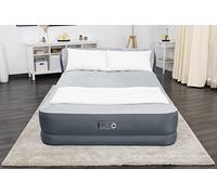 SLEEPLUX Matelas Gonflable Queen avec tête de lit, Haut Confortable Super Doux, très Durable et Robuste, Matelas Gonflable surélevé avec Pompe intégrée + Chargeur USB (229 x 152 x 74 cm), Gris