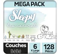 Sleepy Bio Natural Couches Bébé Taille 6 : 15-25 KG - Certifiées Oeko Tex et hypoallergéniques - Lot de 4 paquets