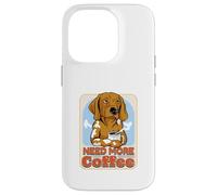 Sleepy Dog Need More Coffee Funny Caffeine Lover Coque pour iPhone 14 Pro