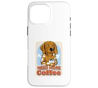 Sleepy Dog Need More Coffee Funny Caffeine Lover Coque pour iPhone 16 Pro Max