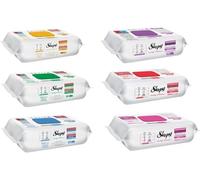 Sleepy Easy Clean Lot de 6 lingettes de nettoyage humides, 6 variétés de 100 lingettes (vert, bleu, jaune, fleur de cerisier, bouquet de lys, jardin d'orchidées) - Pour cuisine, salle de bain et