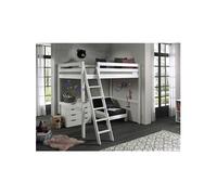SLEEPY - Lit Mezzanine Blanc 140x200cm avec Fauteuil et Commode -