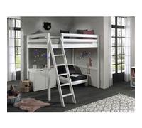 SLEEPY - Lit Mezzanine Blanc 140x200cm avec Fauteuil et Rangement -