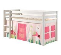 Lit Mi-Haut en Pin Laqué Blanc 90x200cm Housse Garden - SLEEPY -