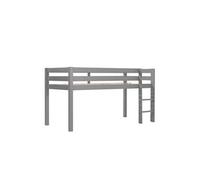 SLEEPY - Lit Mi-Haut en Pin Laqué Gris 90x200cm avec Echelle Droite -