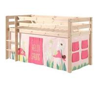SLEEPY - Lit Mi-Haut en Pin Naturel 90x200cm Housse Garden -