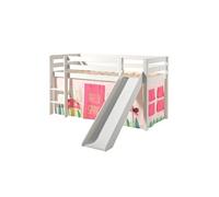 SLEEPY - Lit Mi-Haut Tobogan en Pin Laqué Blanc 90x200cm avec Housse Garden - Altobuy Blanc