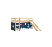 SLEEPY - Lit Mi-Haut Tobogan en Pin Naturel 90x200cm Housse Espace -